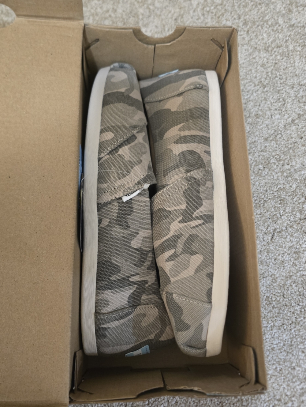 TOMS Women's Camouflage Slip-On Flats - Gray & Cream - Picture 9 of 10